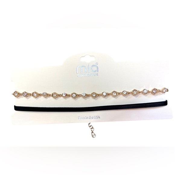 2pc Gold and Black Choker Set - Picture 1 of 3